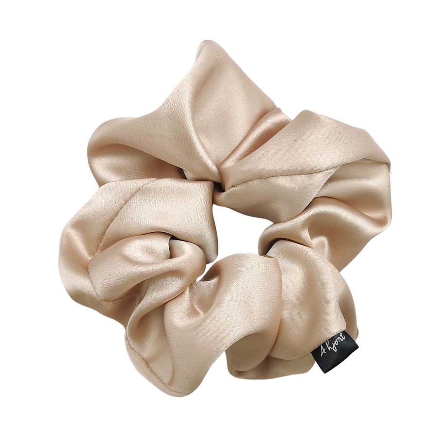 Accessories A-Hjort Jewellery | Hair Scrunchie Light Beige Satin