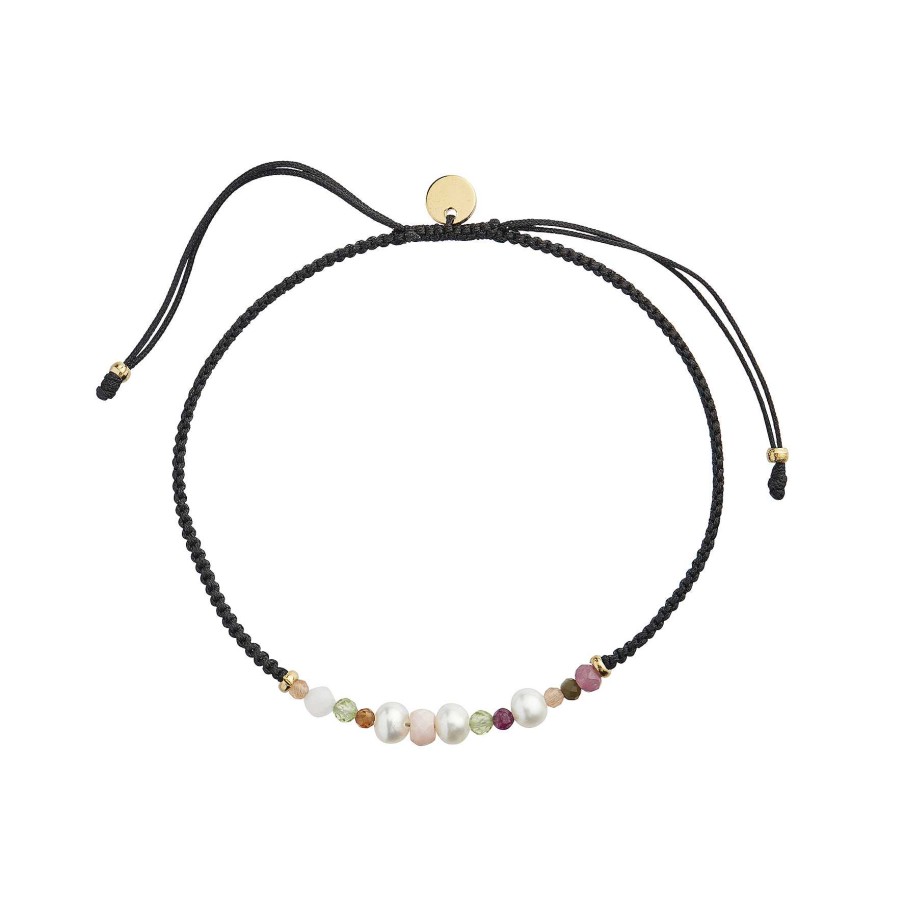 Armb Nd STINE A Jewelry | Candy Bracelet - White Forest Mix & Black Ribbon