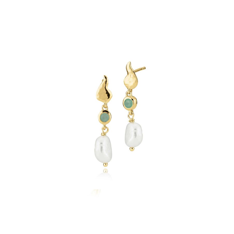 Reringe Izabel Camille | Leonora Earrings With Pearl And Green Stone