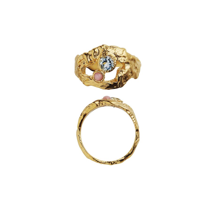 Ringe STINE A Jewelry | My Love Rock Ring With Blue Topas/Pink Opal