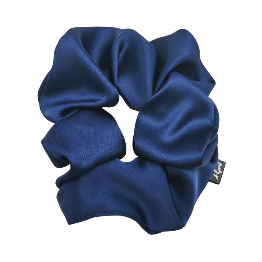 Accessories A-Hjort Jewellery | Hair Scrunchie Navy Satin